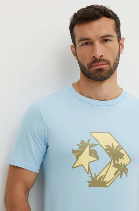 Converse t-shirt bawełniany kolor niebieski z nadrukiem 10026417-A03