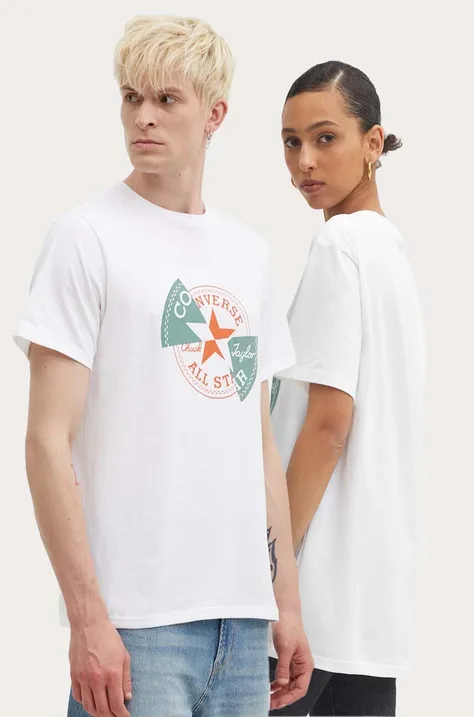 Bavlnené tričko Converse béžová farba, s potlačou, 10026427-A02