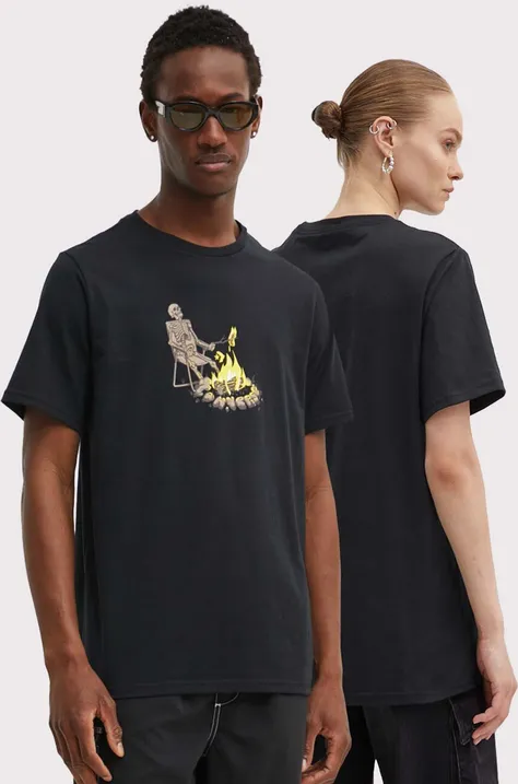 Bavlněné tričko Converse černá barva, s potiskem, 10026443-A01