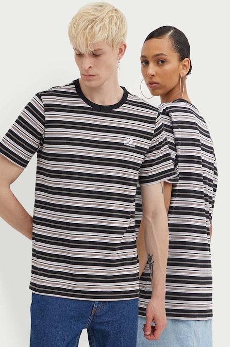 Converse t-shirt bawełniany kolor czarny wzorzysty 10027159-A01