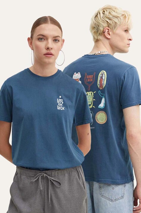 Kaotiko pamut póló türkiz, nyomott mintás, AM010-01-G002