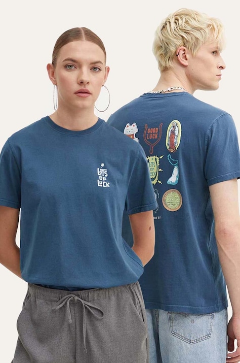 Βαμβακερό μπλουζάκι Kaotiko χρώμα: τιρκουάζ, AM010-01-G002