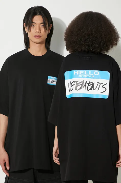 VETEMENTS cotton t-shirt My Name Is Vetements black color with a print UE64TR130B