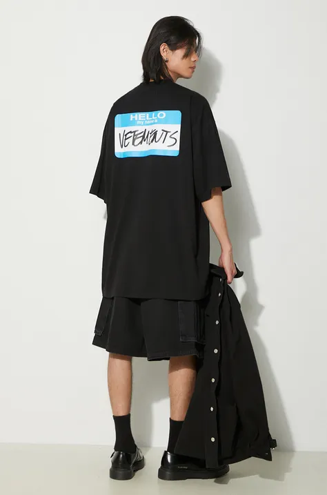 VETEMENTS cotton t-shirt My Name Is Vetements black color with a print UE64TR130B