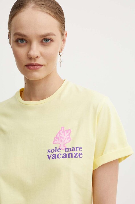 Бавовняна футболка Drivemebikini Sole Mare Vacanze — SS24-TSU06A, жовтий — фото 7