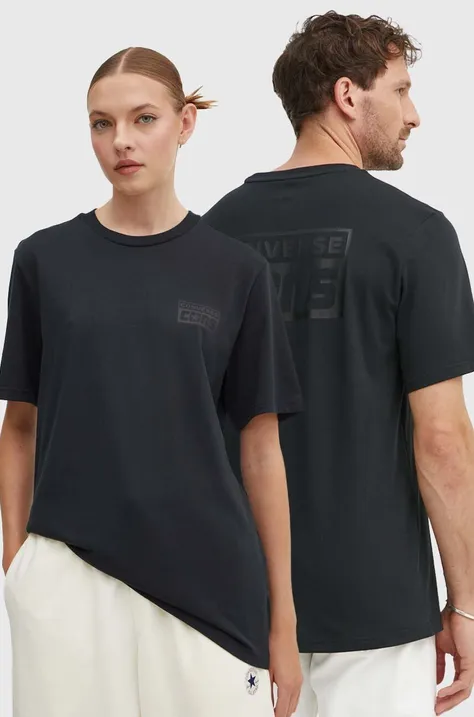 Бавовняна футболка Converse колір чорний з принтом 10021134-A28