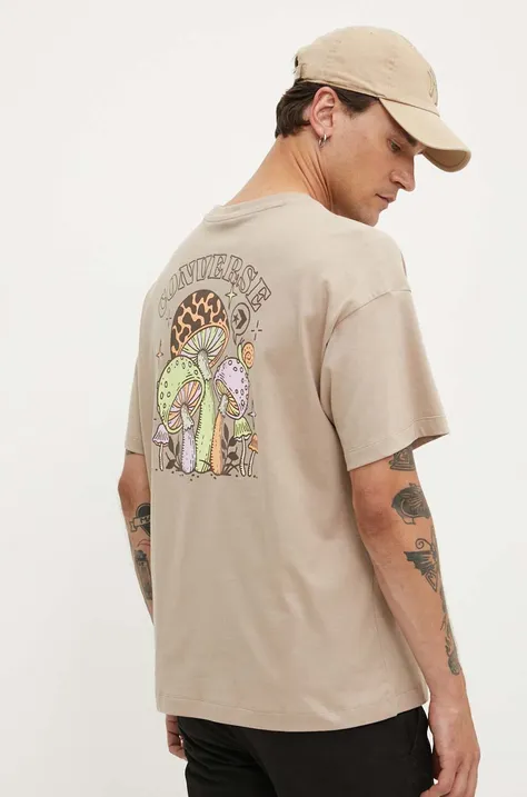 Converse t-shirt bawełniany kolor beżowy z nadrukiem 10026363-A02