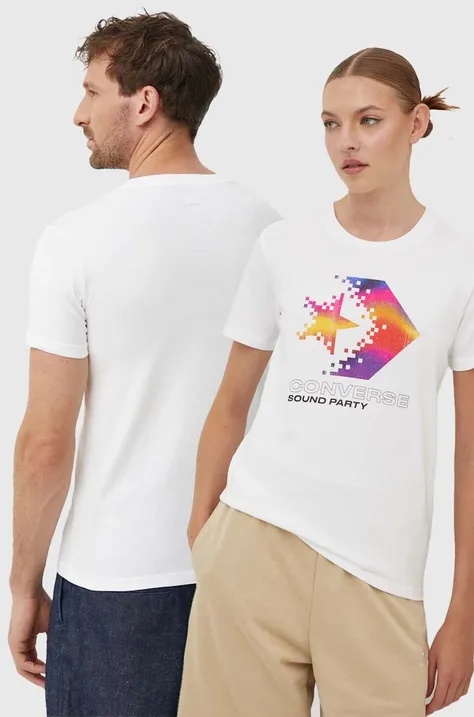 Converse t-shirt bawełniany kolor beżowy z nadrukiem 10026364-A04