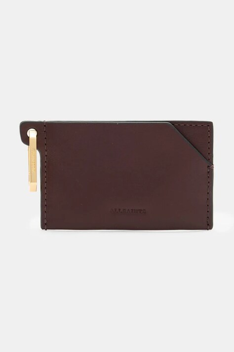 Kožené pouzdro na karty AllSaints HEX CARDHOLDER vínová barva, W398XB