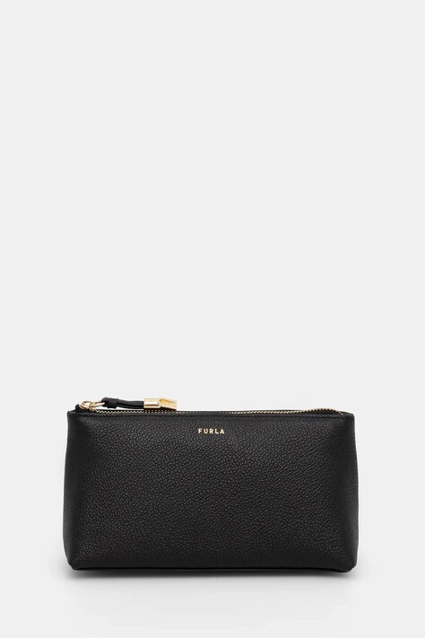 Kožená kosmetická taška Furla černá barva, WE00710 BX3036 O6000