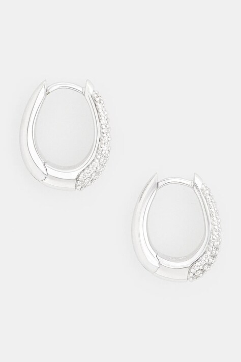 Strieborné náušnice Tom Wood Liz Hoops Pave 100607