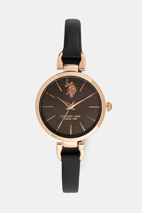 Ρολόι U.S. Polo Assn. ADRIENNE χρώμα: μαύρο, USP8100BK