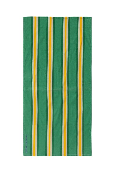 Tinycottons prosop din bumbac pentru copii STRIPES TOWEL culoarea verde, SS25-380