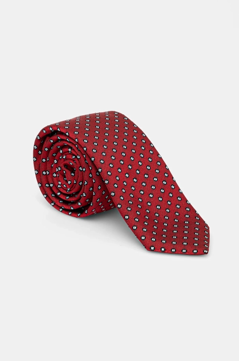 Hedvábná kravata HUGO červená barva, 50535357