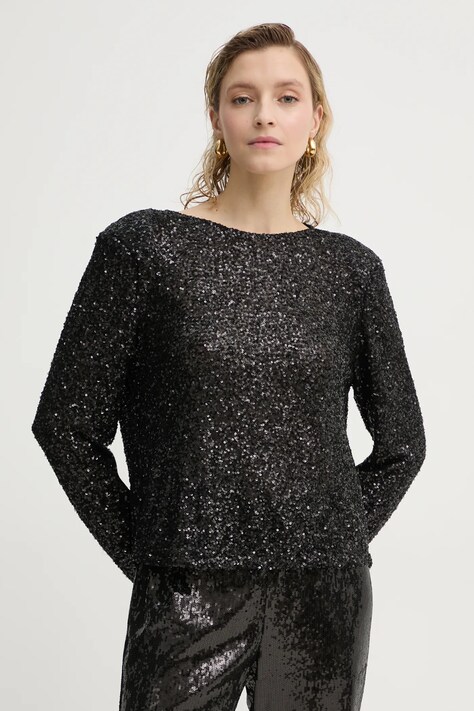 Bruuns Bazaar bluza femei, culoarea negru, cu imprimeu, BBW4193