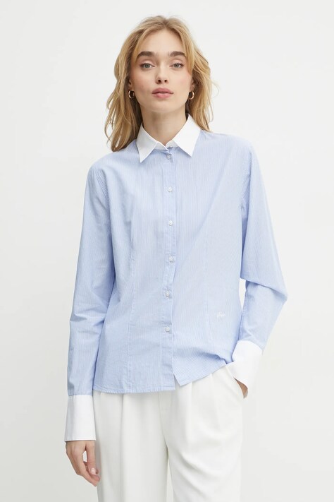 Хлопковая рубашка Boss Orange женская regular классический воротник 50536260