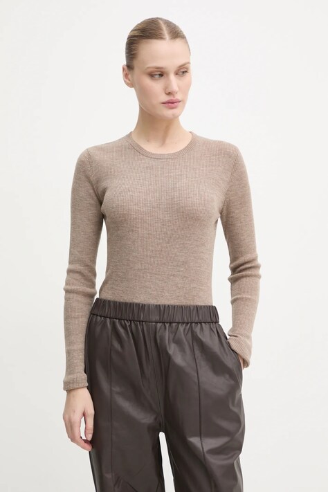 Day Birger et Mikkelsen longsleeve din lână Mariana culoarea bej, DAY65243602