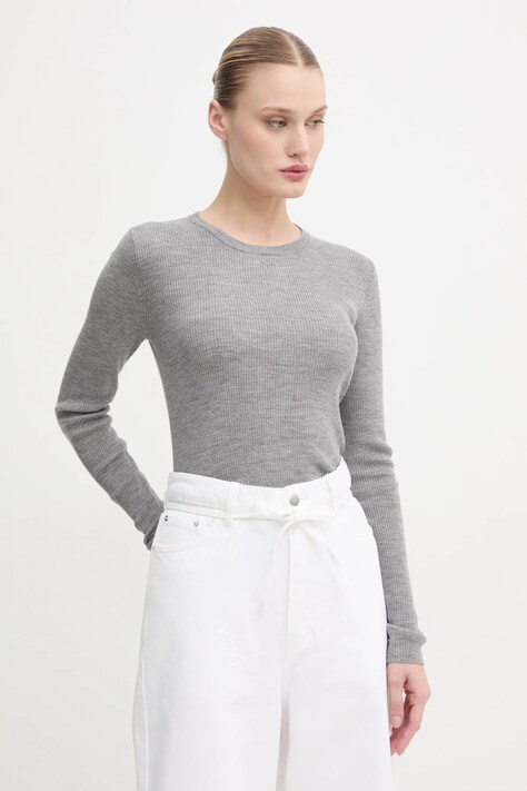 Day Birger et Mikkelsen longsleeve din lână Mariana culoarea gri, DAY65243602