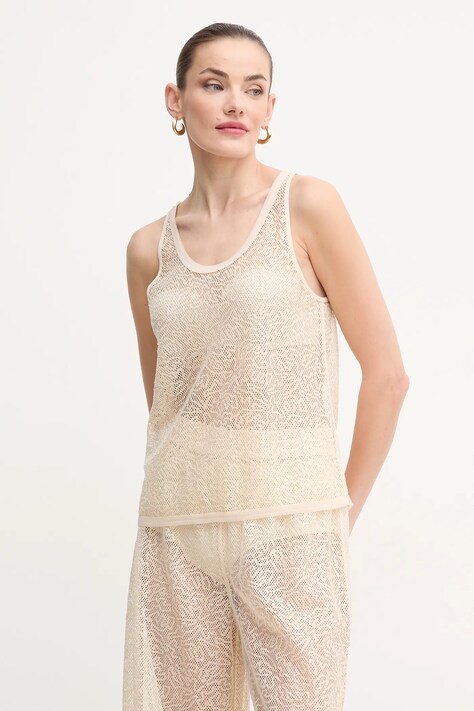 Pinko bluza femei, culoarea bej, cu imprimeu, 104710 A2EX