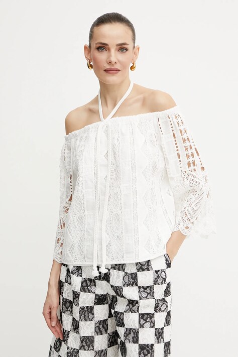 Pinko bluză culoarea alb, uni, 104798 A2G9