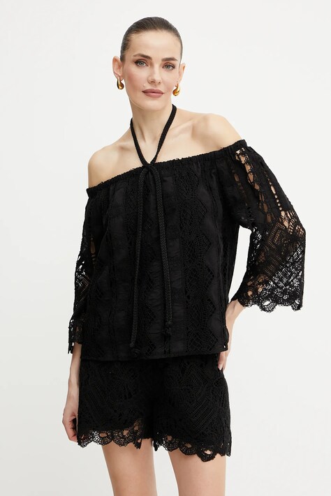 Pinko bluză culoarea negru, uni, 104798 A2G9