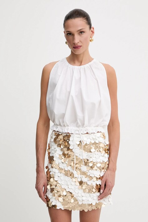 Pinko bluză din bumbac culoarea alb, uni, 104953 A2CR