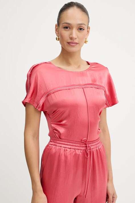 Pinko bluză culoarea roz, uni, 104596 A2BU