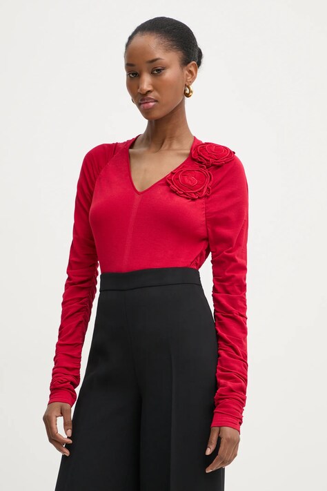 Twinset bluza femei, culoarea rosu, neted, 251AP3074