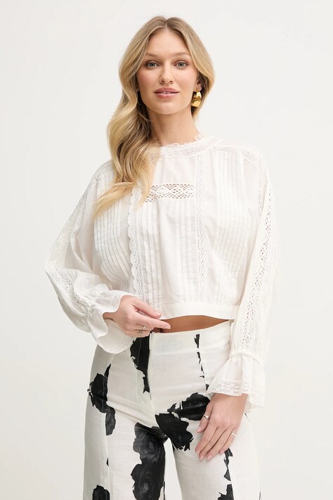 Twinset bluză din bumbac femei, culoarea alb, cu imprimeu, 251TP2381
