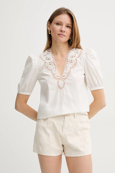 Twinset bluză din bumbac culoarea alb, cu imprimeu, 251TT2335