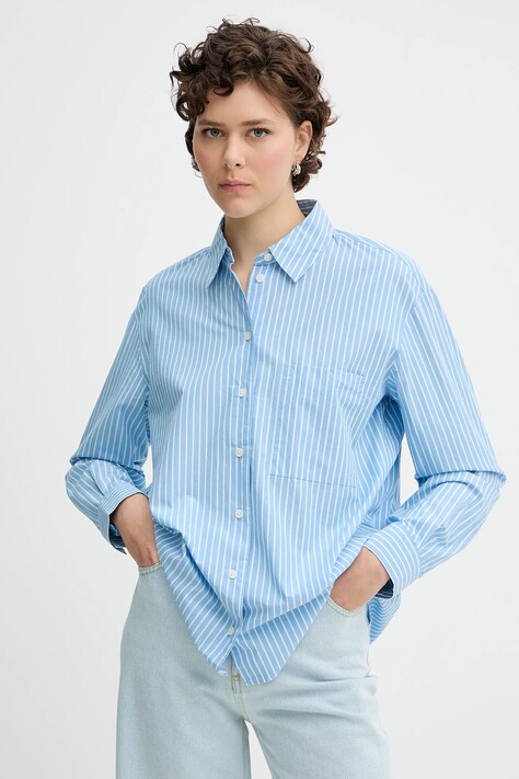 Bavlněná košile Marc O'Polo dámská, oranžová barva, relaxed, s klasickým límcem, 5000005494