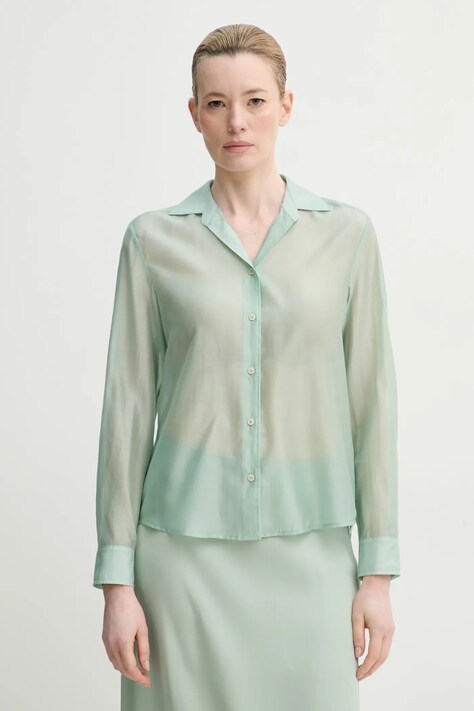 Marc O'Polo camasa femei, culoarea turcoaz, cu guler clasic, regular, 502089042137