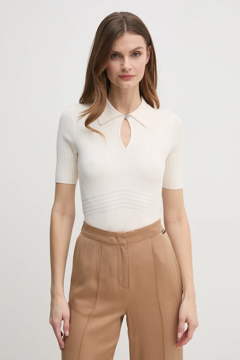Guess sweter damski kolor beżowy lekki W5RR10 Z2Y72