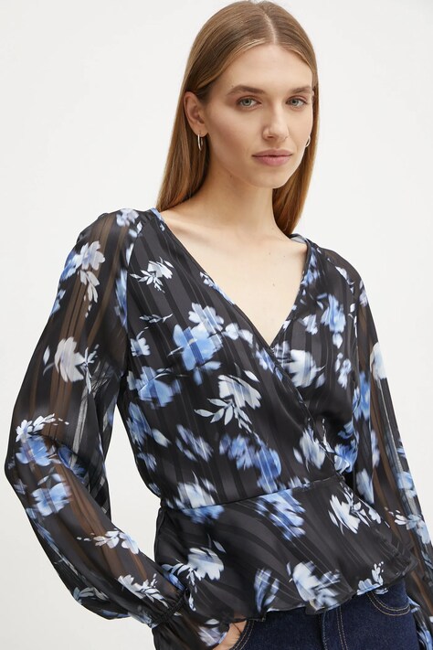 Guess bluză femei, culoarea negru, cu imprimeu, W5RH19 WGWV2