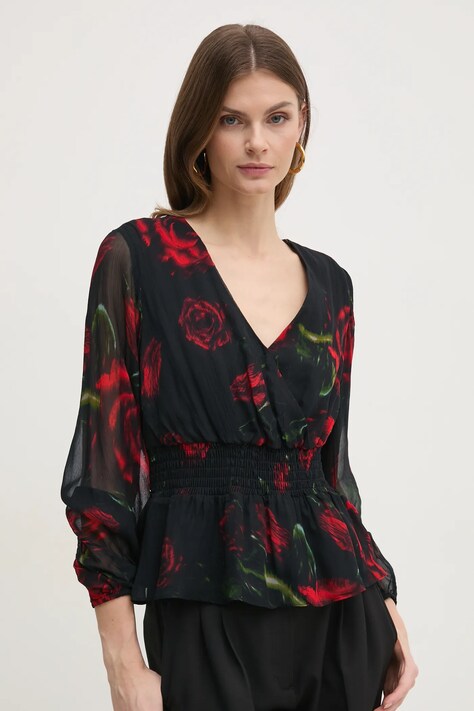 Блузка Guess MISHKA женская цвет чёрный узор W5RH71 WGWX0