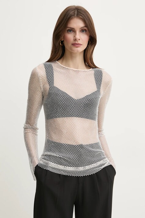 Marella bluză RINO femei, culoarea argintiu, uni, 2513941011200