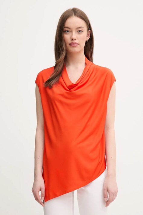 Блуза Sisley в червено с изчистен дизайн 5FNTLQ08P