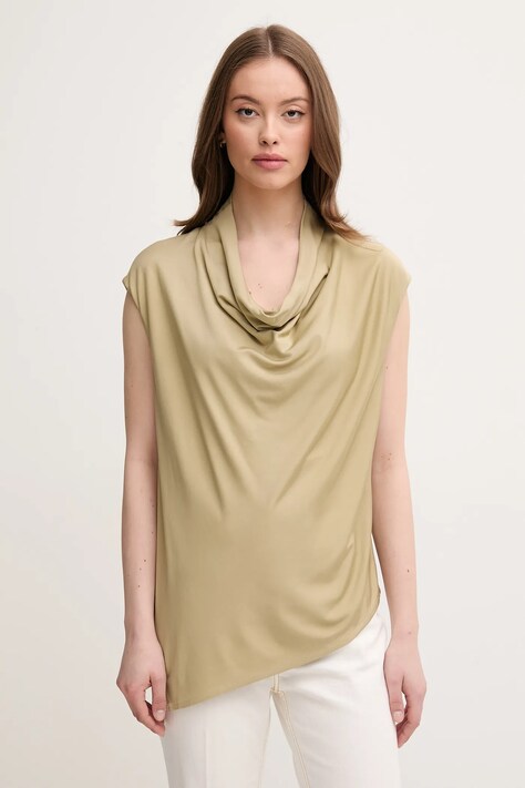 Sisley bluză femei, culoarea verde, uni, 5FNTLQ08P