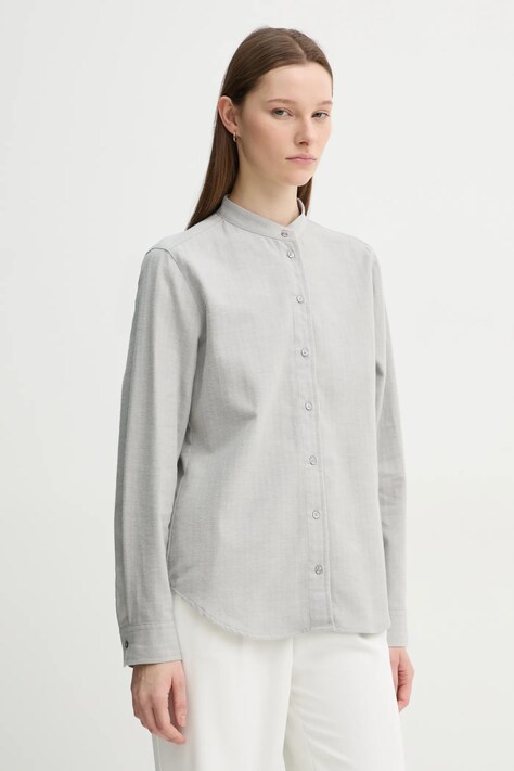 Bombažna srajca Marc O'Polo ženska, siva barva, 411109042351