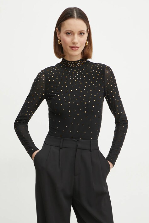 Блузка Marciano Guess жіноча колір чорний з аплікацією 5RGP03 6218A