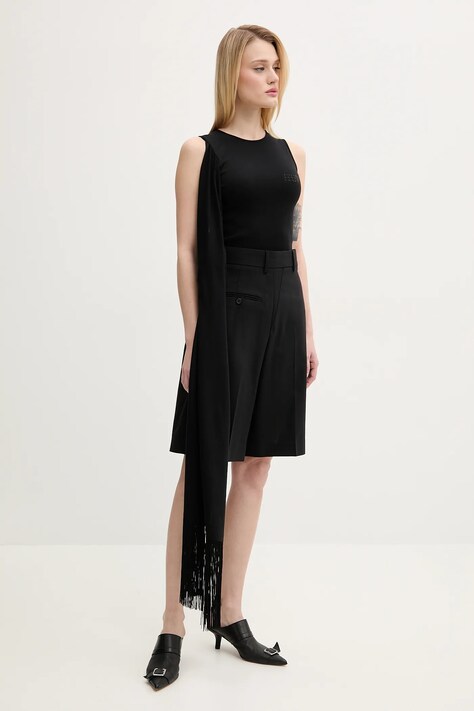 MM6 Maison Margiela top femei, culoarea negru, neted, S52NL0069.MTJ017