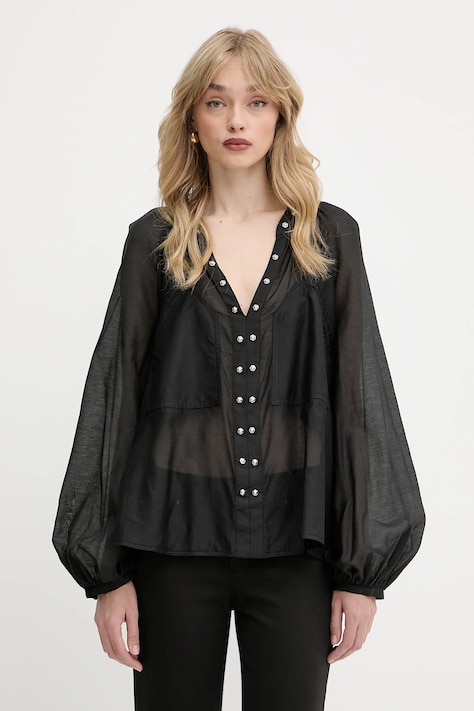 Pinko blusa con una miscela di seta donna colore nero 105281 A2M7