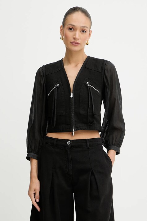 Pinko cămașă din bumbac culoarea negru, regular, 105253 A2MI