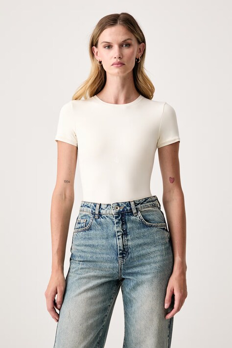 GOD SAVE QUEENS Női body T-SHIRT BODYSUIT bézs sima GSQ-139-373