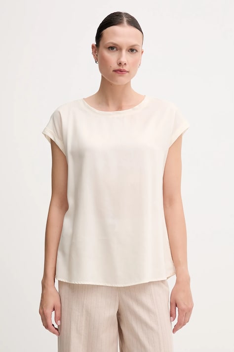 United Colors of Benetton bluză culoarea bej, uni, 52M9DQ0BI