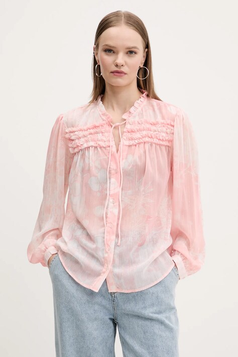 Рубашка Desigual ENIO женская цвет розовый regular со стойкой 25SWBW05