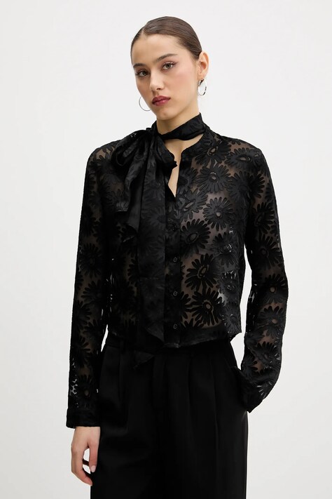 Heliot Emil cămașă culoarea negru, cu guler clasic, regular, 50538812