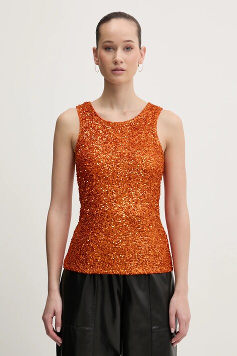 Top Never Fully Dressed Rust Sequin oranžová barva, NFDTO1615