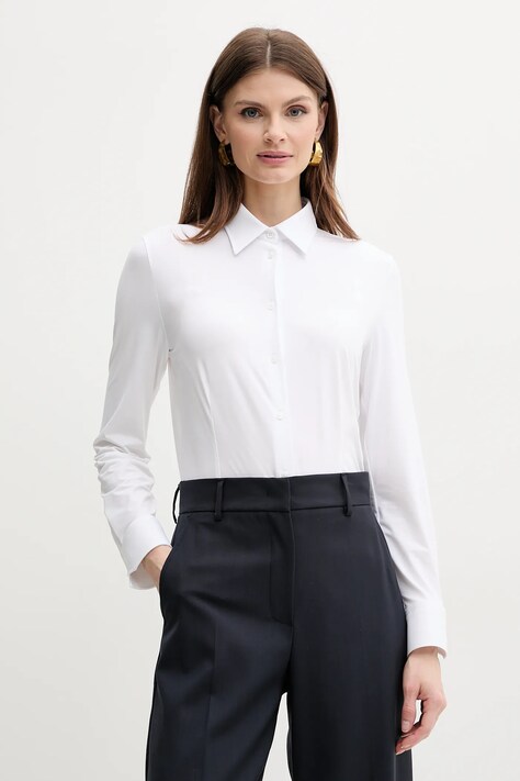 BOSS camasa femei, culoarea alb, cu guler clasic, slim, 50540592