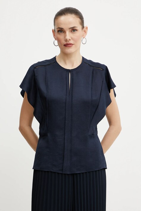 BOSS bluză culoarea bleumain, neted, 50540635